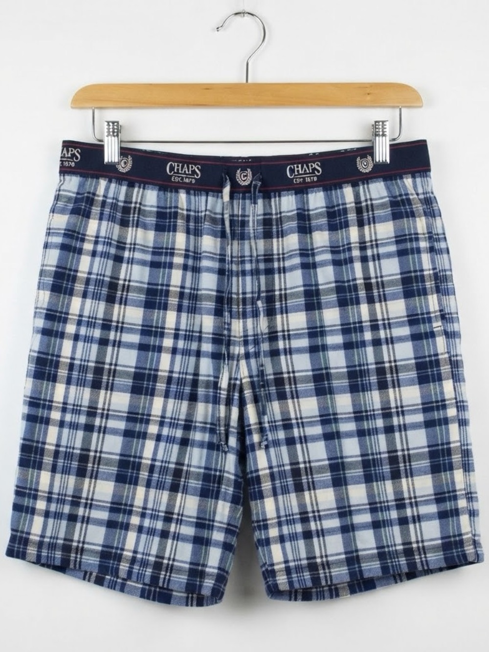 Chaps Men’s Flannel Lounge Shorts Blue Plaid Small